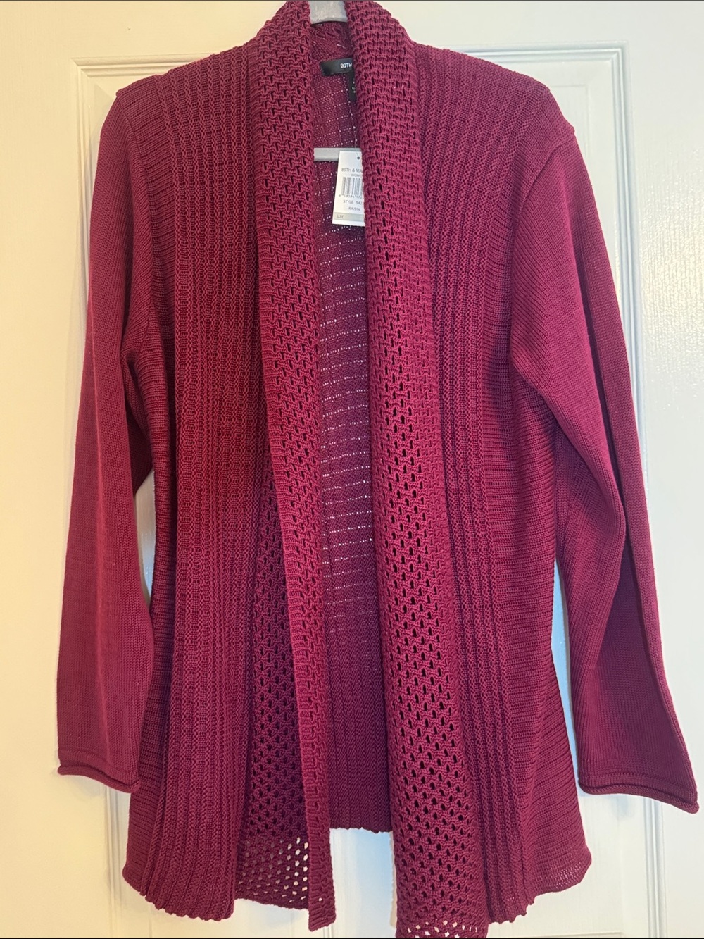 Women's Open-Front Knit Cardigan Sweater - Berry